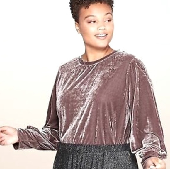 Ava & Viv Tops - Ava & Viv 3X Blush Crushed Velour Pullover Stretch N-1760